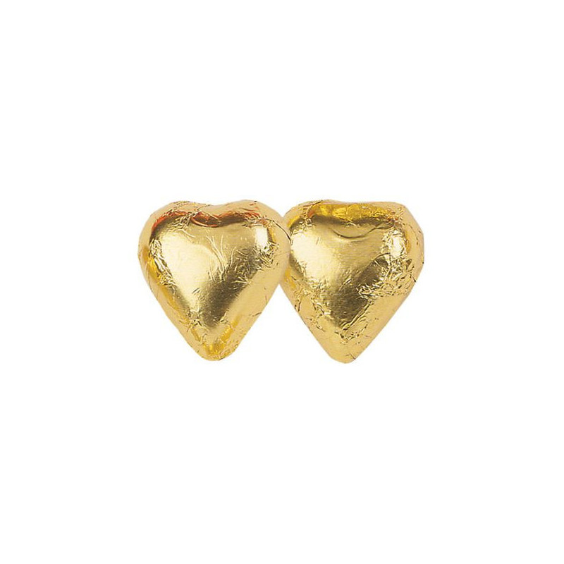 Imagen corazones chocolate oro 125 unidades bolsa 1kg