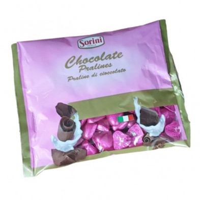 imagen 1 de corazones chocolate rosa 140 unidades bolsa 1kg