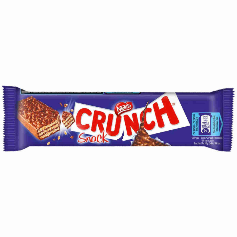 Barrita Snack Crunch Nestlé de 33g en envoltorio azul