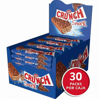 Display expositor azul con 30 chocolatinas Crunch Nestlé