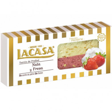 Imagen turrón de nata y fresa 250grs