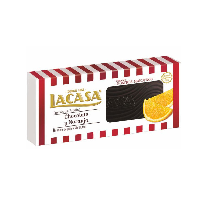 Imagen turrón de chocolate y naranja 225grs