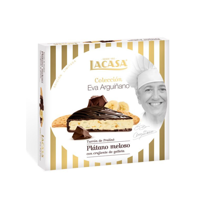 Imagen turrón de platano meloso con crujiente de galleta