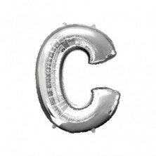 Imagen globos mini auto-inflable letra c plata alto 40cm