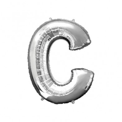 Imagen globos mini auto-inflable letra c plata alto 40cm