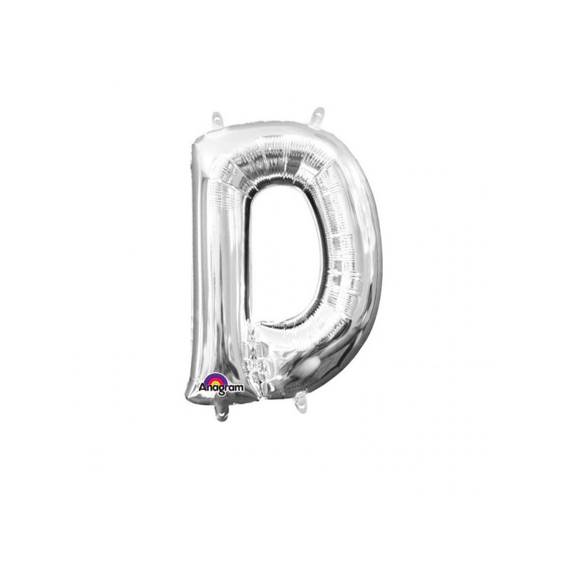 Imagen globos mini auto-inflable letra d plata alto 40cm