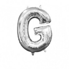 Imagen globos mini auto-inflable letra g plata alto 40cm