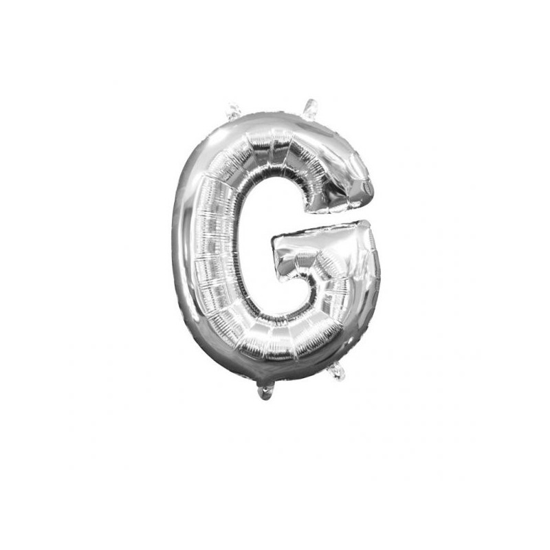 Imagen globos mini auto-inflable letra g plata alto 40cm