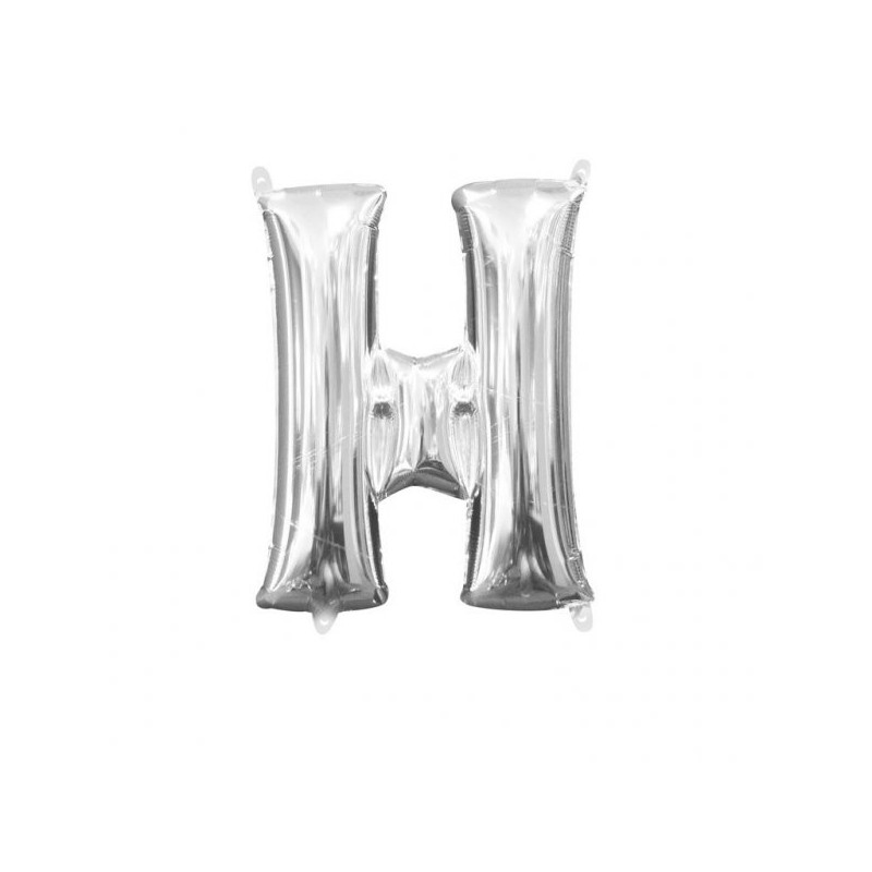 Imagen globos mini auto-inflable letra h plata alto 40cm