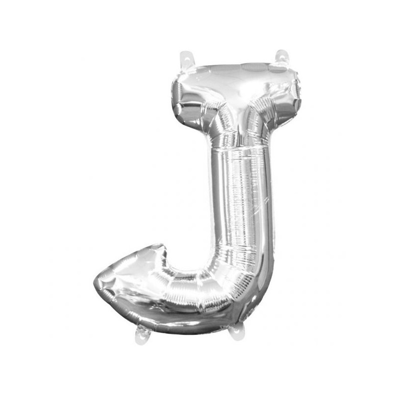 Imagen globos mini auto-inflable letra j plata alto 40cm