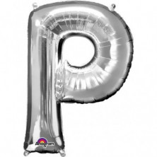 Imagen globos mini auto-inflable letra p plata alto 40cm