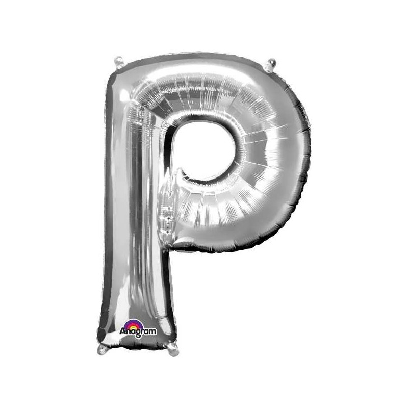 Imagen globos mini auto-inflable letra p plata alto 40cm