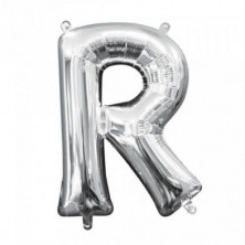 Imagen globos mini auto-inflable letra r plata alto 40cm