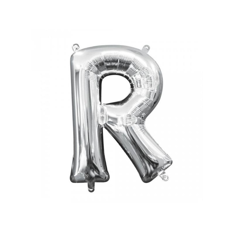 Imagen globos mini auto-inflable letra r plata alto 40cm