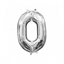 Imagen globos mini auto-inflable numero 0 plata alto 40cm