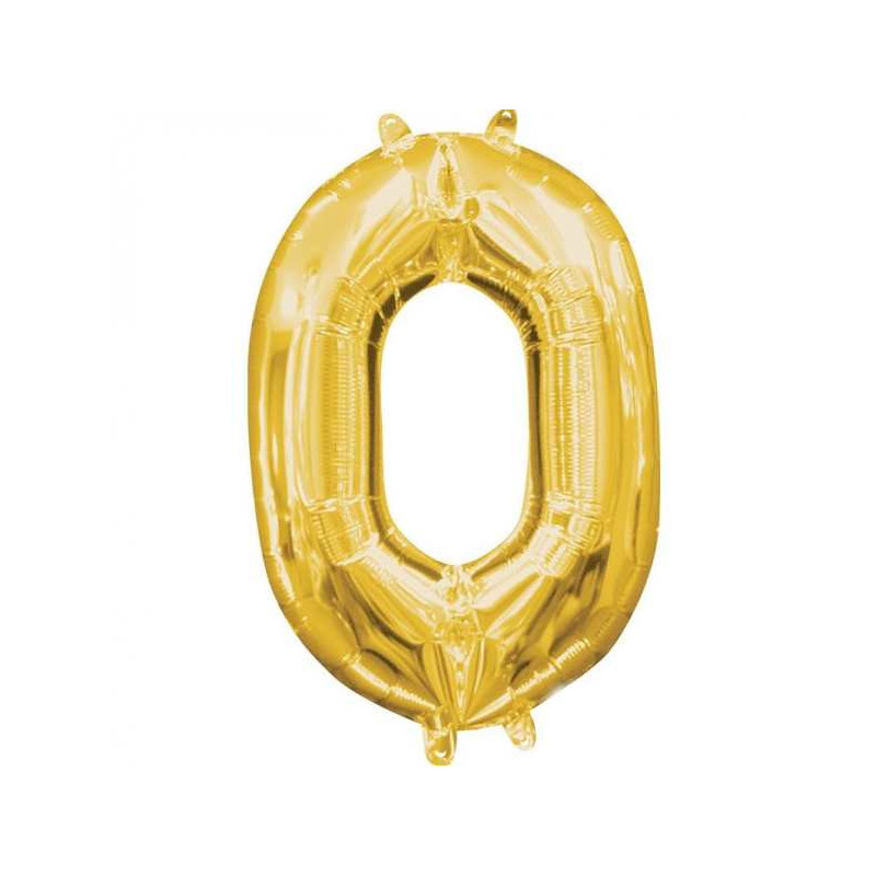 Imagen globos mini auto-inflable numero 0 oro alto 40cm