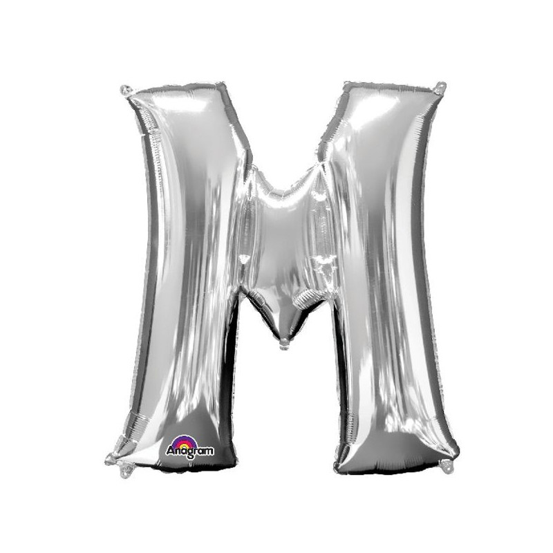 Imagen globos mini auto-inflable letra m plata alto 40cm