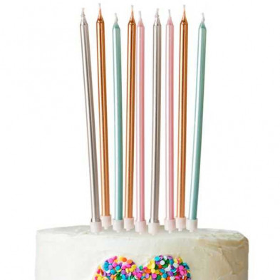 imagen 1 de blister 60 velas cumpleaños metálicas mix 13 cm