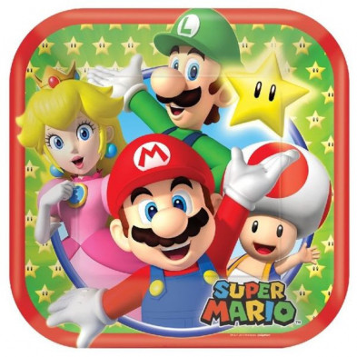 Pack 8 platos de papel Super Mario World 17cm - ¡Haz que tu fiesta sea una  aventura! 