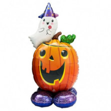 Imagen globo foil gigante calabaza y fantasma 71x142cm