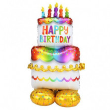 GLOBO FOIL GIGANTE TARTA HAPPY BIRTHDAY 68X134CM