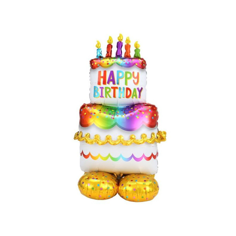 Imagen globo foil gigante tarta happy birthday 68x134cm