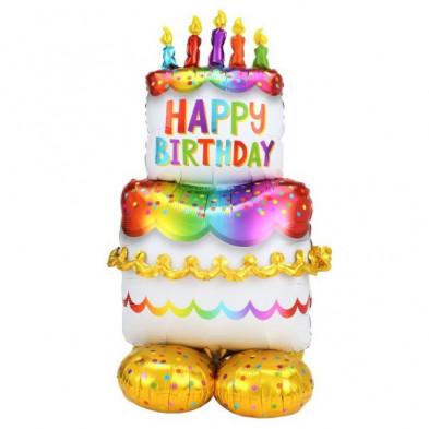 Imagen globo foil gigante tarta happy birthday 68x134cm