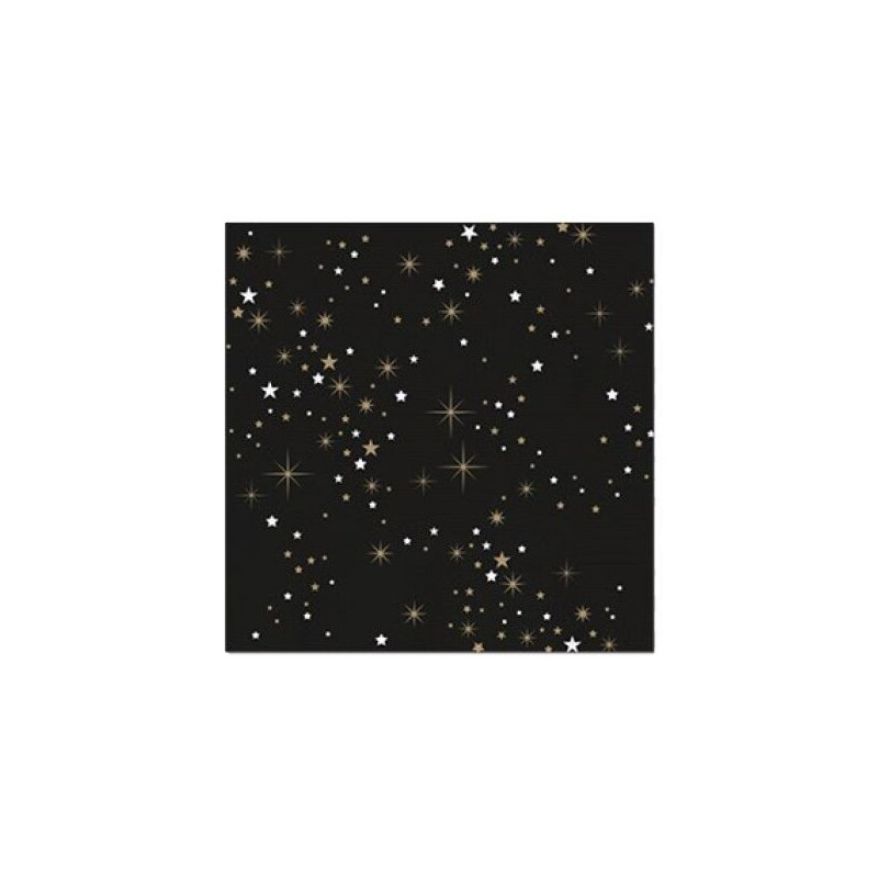 Imagen servilleta doble capa 33x33cm negro decorada 30u