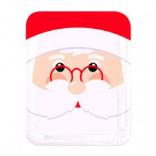 BANDEJA RECTANGULAR CARTÓN 22X28CM SANTA CLAUS 1U