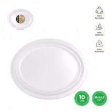 BANDEJA OVAL PREMIUM BLANCA 31X24,5CM REUTILIZABLE 10U