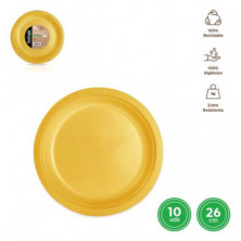 Imagen plato llano redondo premium oro ø 26cm reutil 10u