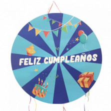 PIÑATA FELIZ CUMPLEAÑOS AZUL Ø 42CM