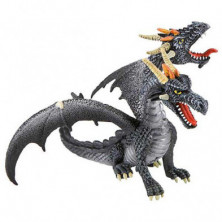 FIGURA DE DRAGON NEGRO CON DOS CABEZAS DE 13CM