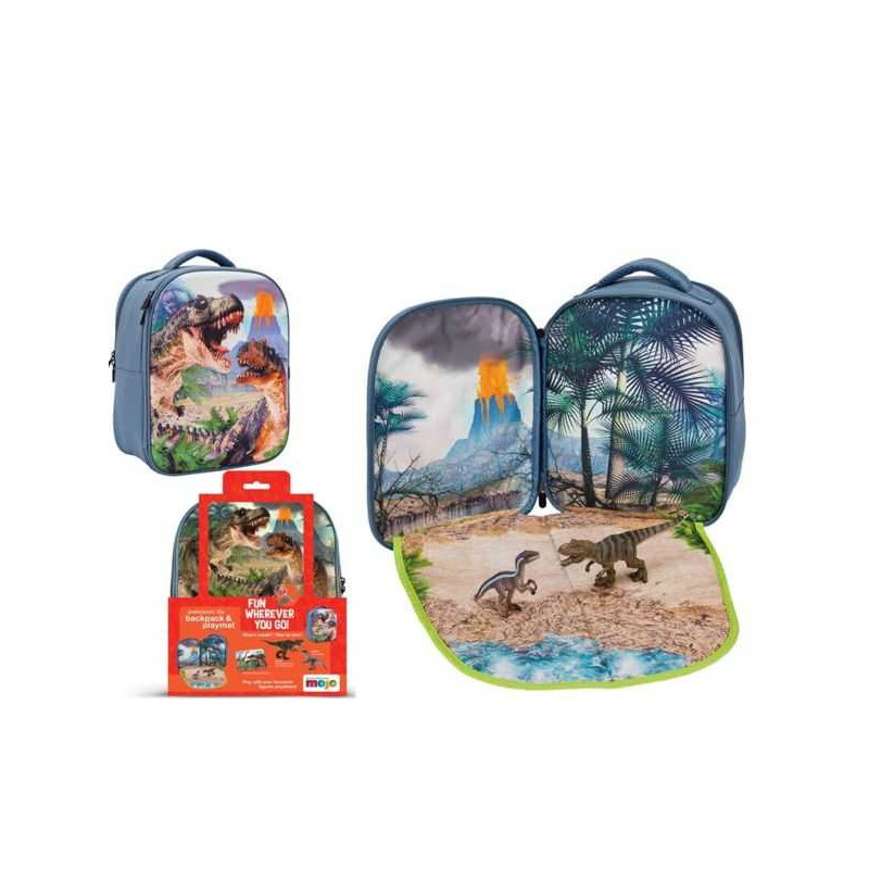 Imagen mochila dinosaurios 3d junior con 3 figuras