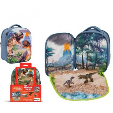 Imagen mochila dinosaurios 3d junior con 3 figuras