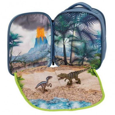 imagen 3 de mochila dinosaurios 3d junior con 3 figuras