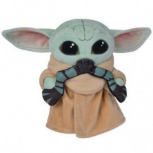 PELUCHE DE BABY YODA DE THE MANDALORIAN CON RANA DE 18CM