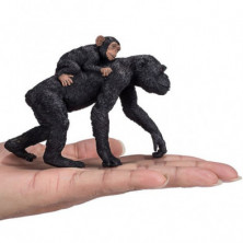 imagen 1 de figura chimpance con bebe 9cm