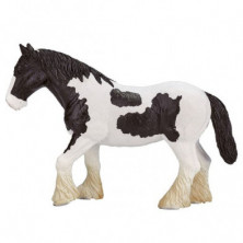 FIGURA DE CABALLO PERCHERON CLYDESDALE BLANCO Y NEGRO 15CM