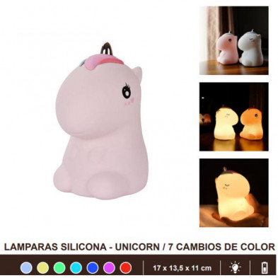 imagen 1 de lampara de silicona unicorn cambia de color -rosa