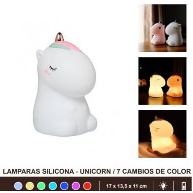 imagen 1 de lampara de silicona unicorn cambia de color blanco