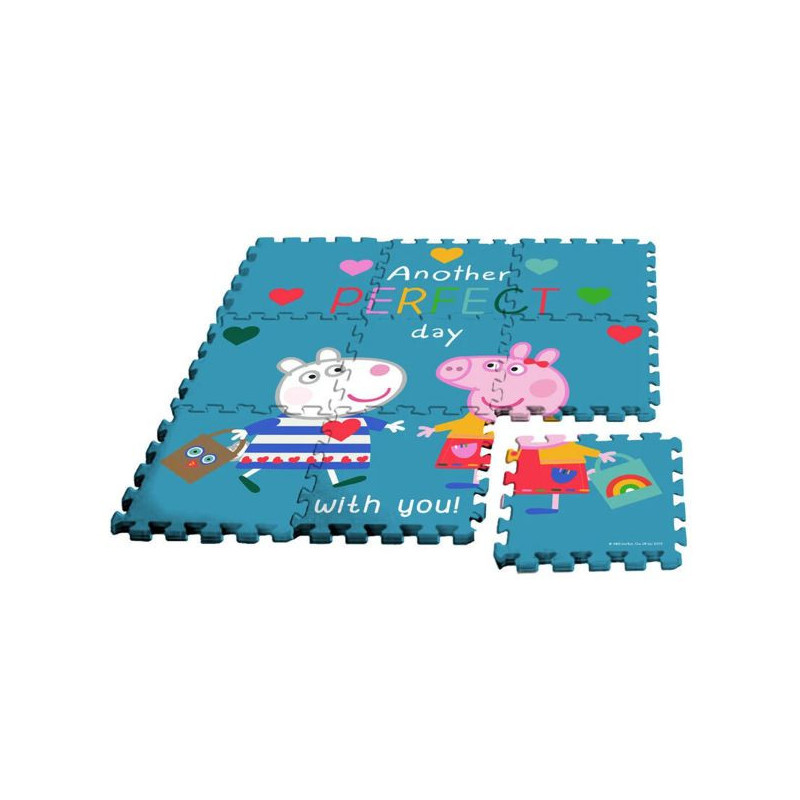 Imagen alfombra puzle eva 9 piezas con bolsa peppa pig
