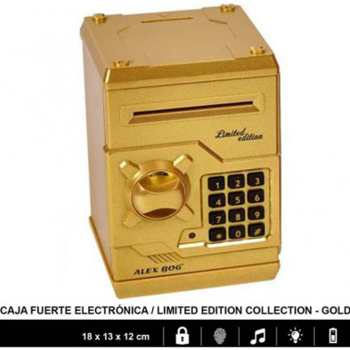 imagen 1 de hucha caja fuerte edición gold glitter 18x13x12cm