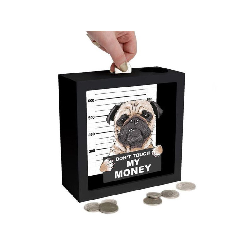 Imagen hucha money bank madera - dog dont touch my money