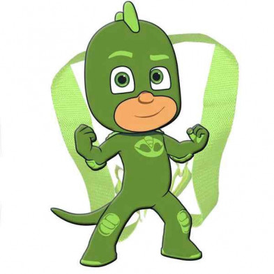 Imagen mochila peluche 3d gekko pj heroes en pijama