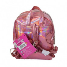 imagen 2 de mochila mini fashion lol metalico rosa