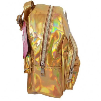 imagen 1 de mochila mini fashion lol metalico oro