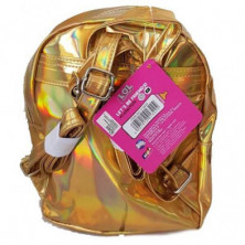 imagen 2 de mochila mini fashion lol metalico oro