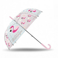 Imagen paraguas transparente flamingo 80 cm