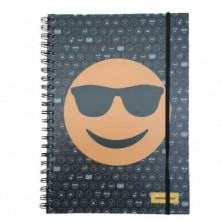 Imagen libreta a4 emoji gafas de sol negra